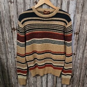 Repp Vintage Striped Wool Sweater Men's Large